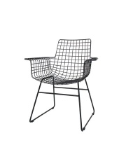 WYSYŁKA 24H! Krzesło WIRE ARM CHAIR BLACK FUR0020 HK Living czarne metalowe krzesło z podłokietnikami