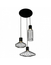 Lampa wisząca PICO 8863 Nowodvorski Lighting potrójna czarna oprawa ze złotym wykończeniem w nowoczesnym stylu