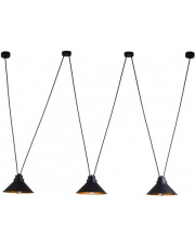 Lampa wisząca PERM 9146 Nowodvorski Lighting czarno-złota potrójna oprawa w stylu loft