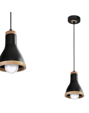 Lampa wisząca HOLLY BLACK / WOOD 1xE27 60W