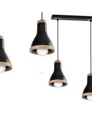 Lampa wisząca HOLLY BLACK / WOOD 3xE27 60W