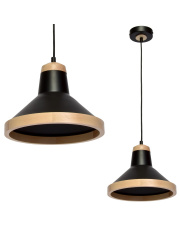 Lampa wisząca SALMA BLACK / WOOD 1xE27 60W