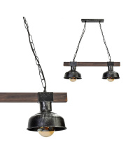 Lampa wisząca FARO BLACK / WOOD 2xE27 60W