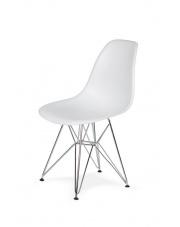 Krzesło DSR SILVER białe.01 - podstawa metalowa chromowana