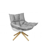 Fotel STAR szary - szara tkanina,  podstawa drewnianam włókno szklane