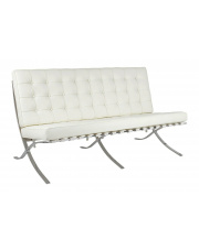 Sofa BARCELON trzyosobowa biała - włoska skóra naturalna, chrom