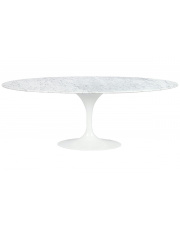 Stół TULIP ELLIPSE MARBLE CARRARA biały - blat owalny marmurowy, metal