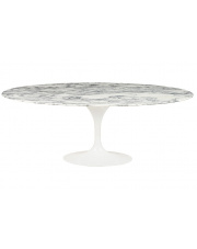 Stół TULIP ELLIPSE MARBLE ARABESCATO  - biały - blat owalny marmurowy, metal