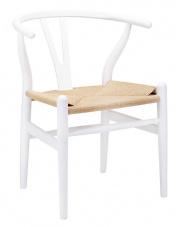 Krzesło WISHBONE białe  natural - drewno bukowe, naturalne włókno