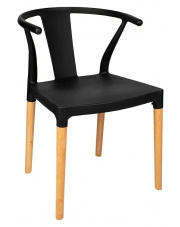 Krzesło WISHBONE czarne - polipropylen, drewno