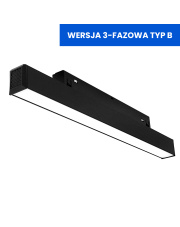 Linia Led do szyn magnetycznych 12W 3000K DDCX-FG300 - TYP B DL lampa na szynoprzewód czarna