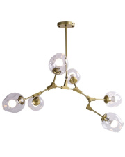 Lampa wisząca MODERN ORCHID-6 złoto transparentna 130 cm