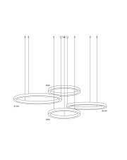 Lampa wisząca CIRCLE 80+80+100+120 LED mosiądz na 1 podsufitce