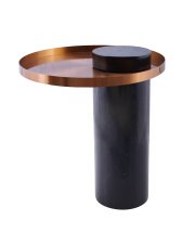 Stolik kawowy COLUMN marmurowy czarno miedziany 55 cm