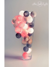 Kompozycja kolorowych kul LED Grey & Pink Cotton Ball Lights