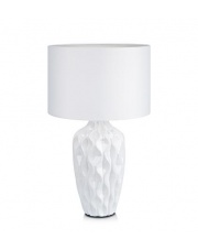 Lampa stołowa ANGELA 106890 Markslojd klasyczna ceramiczna biała lampka z materiałowym abażurem