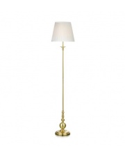 Lampa podłogowa IMPERIA 106322 Markslojd mosiężna klasyczna lampka z plisowanym abażurem w kolorze białym