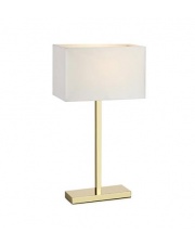 Lampa stołowa SAVOY 106306 Markslojd nowoczesna lampka w kolorze mosiądzu z białym kloszem posiadająca wbudowany port USB