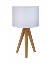 Lampa stołowa KULLEN 104625 Markslojd mała drewniana lampka w kolorze dębowym z białym abażurem
