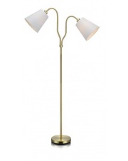 Lampa podłogowa MODENA 105274 Markslojd podwójna mosiężna lampa z białymi kloszami