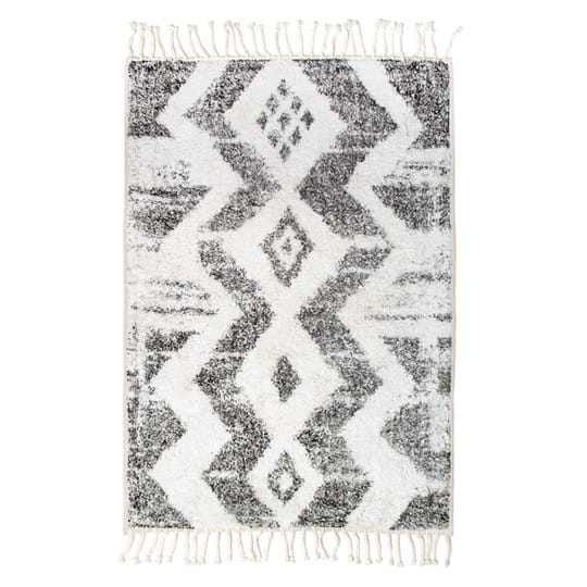 Dywan łazienkowy ZIGZAG BATH MAT 75x110 TAP0870 HK Living szary prostokątny dywan łazienkowy z frędzlami 